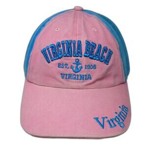 Lucky 7 Virginia Beach Pink Blue One Size Baseball Cap Anchor Strapback Hat Logo